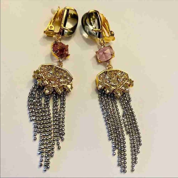Alexis Bittar Gold and Silver Chandelier Earrings - Picture 4 of 5